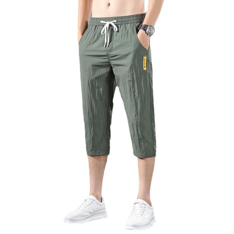 Shorts Men Summer Thin Quick Dry Casual Cropped Pants Straight Minimalist All-Matching Mid-Length Trendy Shorts