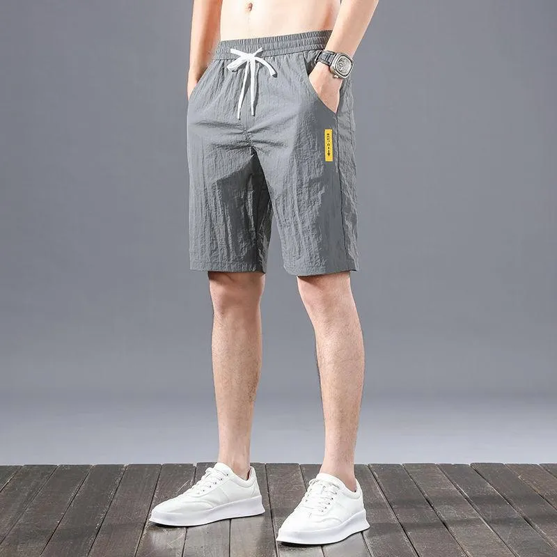 Shorts Men Summer Thin Quick Dry Casual Cropped Pants Straight Minimalist All-Matching Mid-Length Trendy Shorts