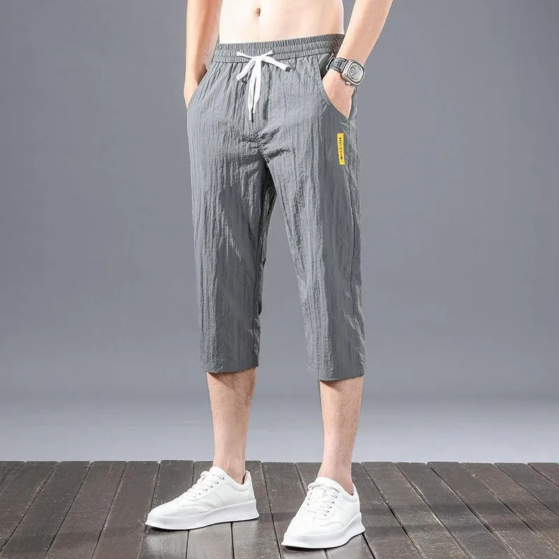 Shorts Men Summer Thin Quick Dry Casual Cropped Pants Straight Minimalist All-Matching Mid-Length Trendy Shorts