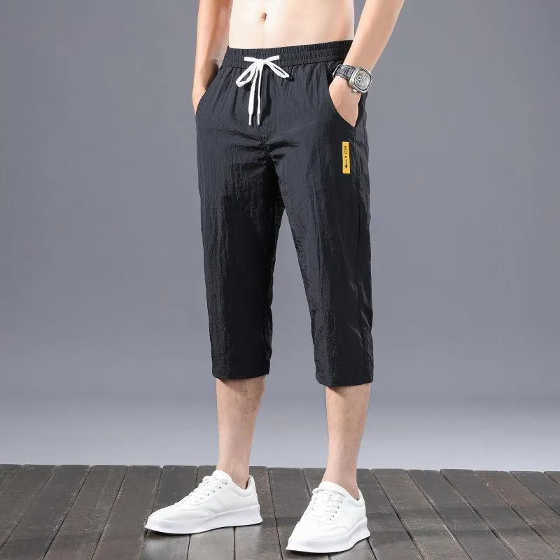Shorts Men Summer Thin Quick Dry Casual Cropped Pants Straight Minimalist All-Matching Mid-Length Trendy Shorts