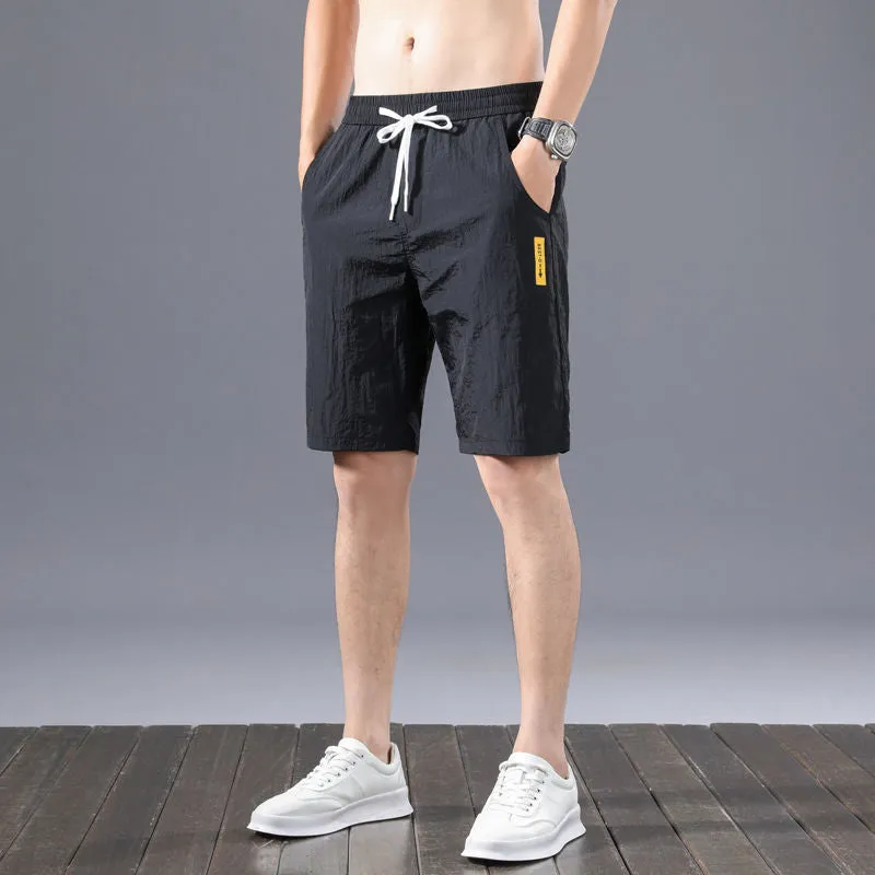 Shorts Men Summer Thin Quick Dry Casual Cropped Pants Straight Minimalist All-Matching Mid-Length Trendy Shorts