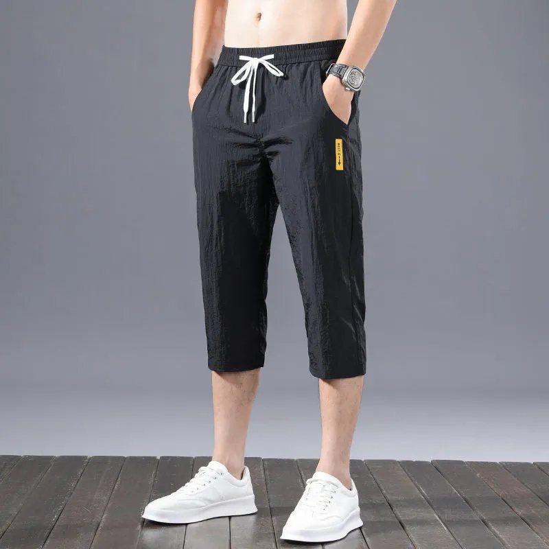 Shorts Men Summer Thin Quick Dry Casual Cropped Pants Straight Minimalist All-Matching Mid-Length Trendy Shorts