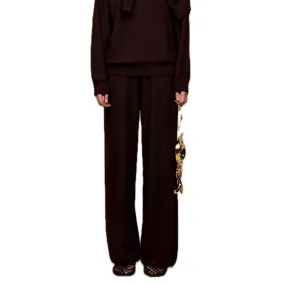 Silk Wool Wide-leg Pants in Brown