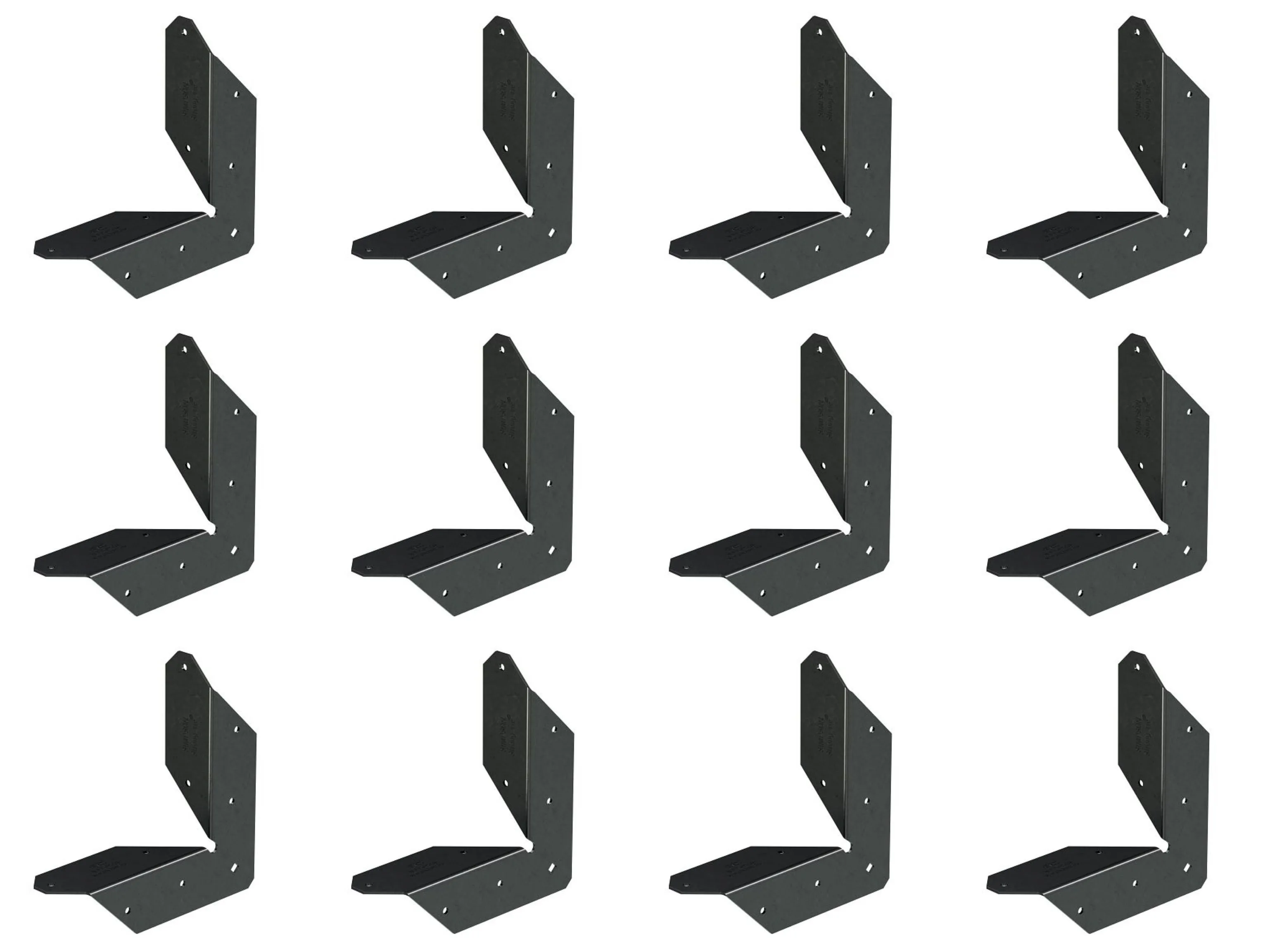 Simpson Strong-Tie APRTA2 Outdoor Accents® ZMAX®, Black Powder-Coated Rigid Tie® Angle for 2x2 Joist/Post, 12-Pack