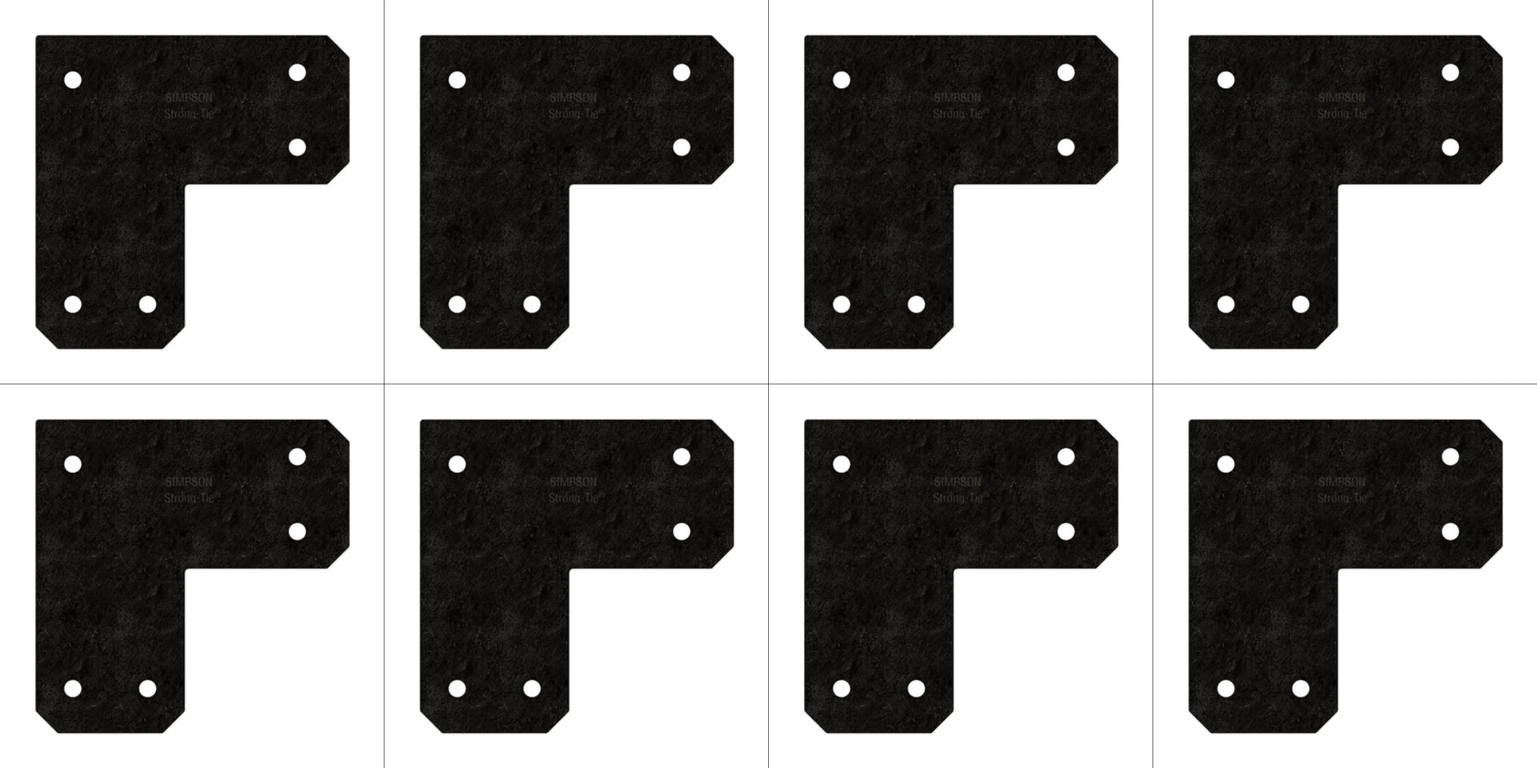 Simpson Strong-Tie APVL6 Outdoor Accents® Avant Collection™ ZMAX®, Black Powder-Coated L Strap for 6x6, 8-Pack
