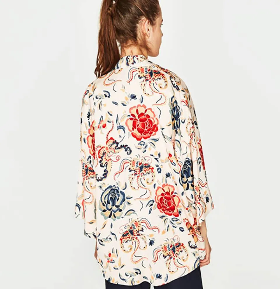 Sleeve Flowered Coat