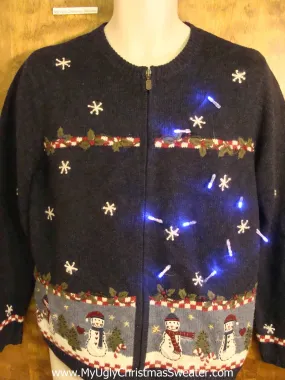 Snowflakes and a Wreath Light Up Ugly Xmas Sweater