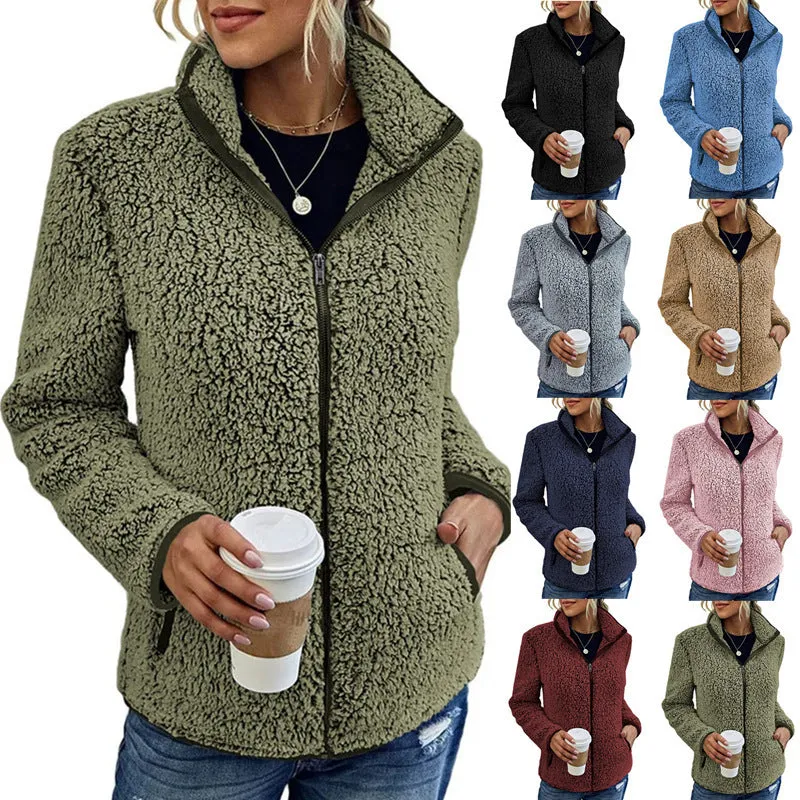 Stand Collar Solid Color Top Sweater Women's Casual Fashion