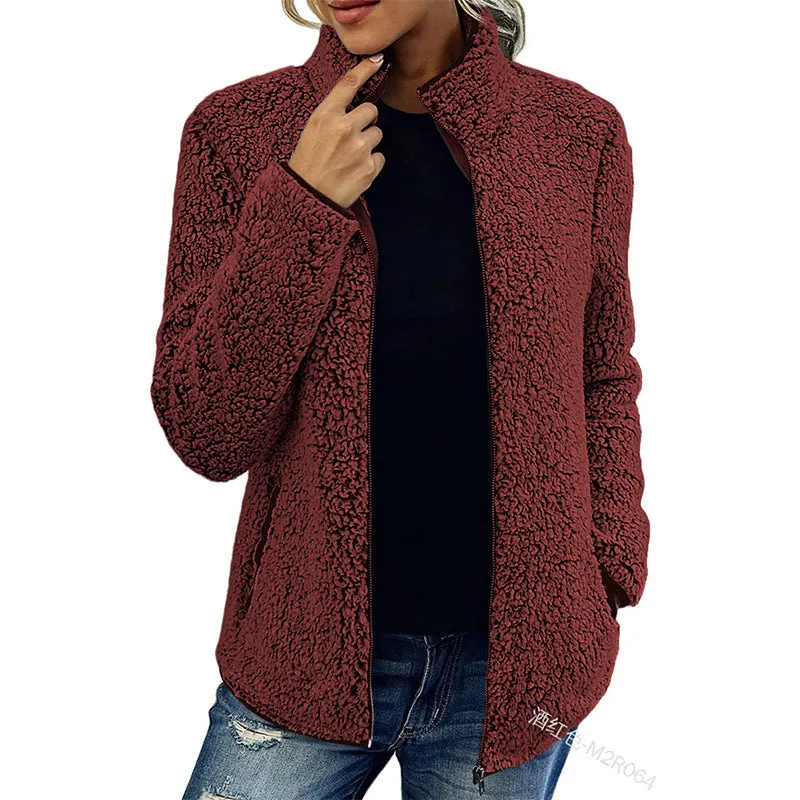 Stand Collar Solid Color Top Sweater Women's Casual Fashion