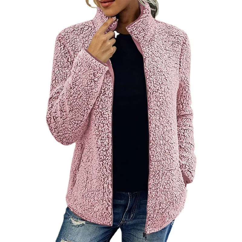 Stand Collar Solid Color Top Sweater Women's Casual Fashion