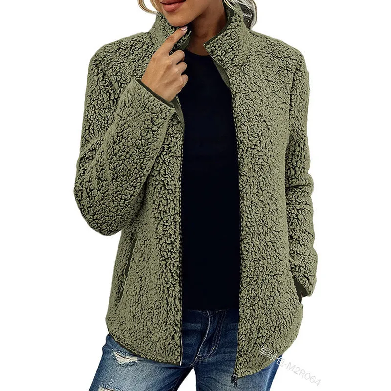 Stand Collar Solid Color Top Sweater Women's Casual Fashion