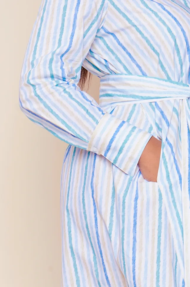 Striped Cotton-poplin Shirt Dress in Blue