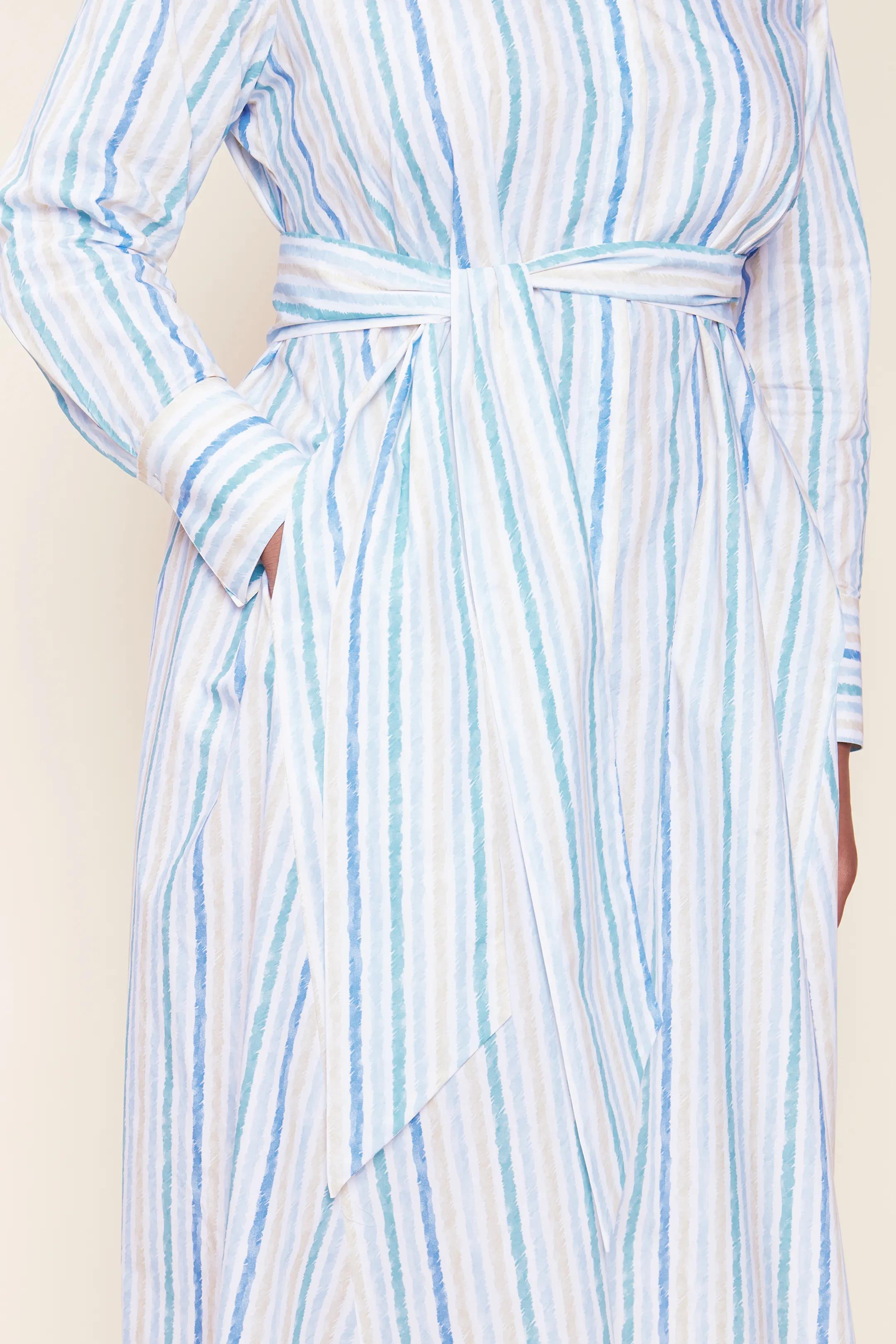 Striped Cotton-poplin Shirt Dress in Blue