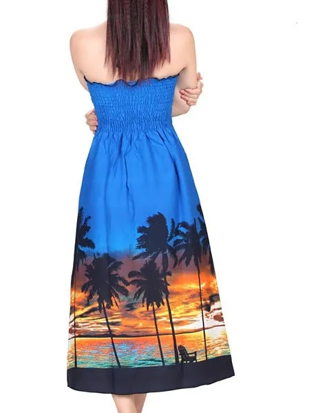 Sunset Border Halter Butterfly Women's Dress
