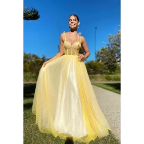 Sweetheart Spaghetti Straps Polka Dot Tulle A-Line Prom Dress