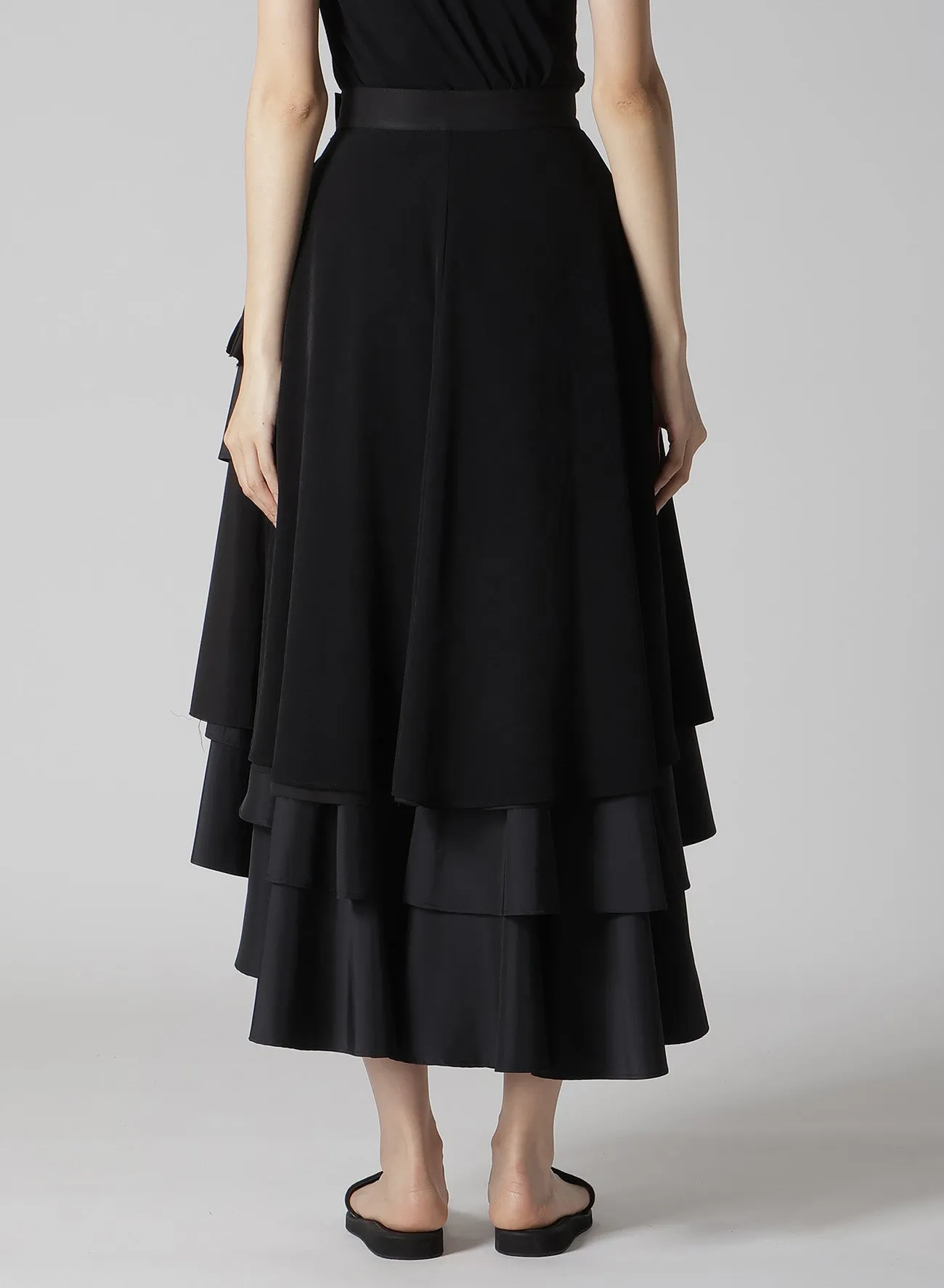 TA/PE CREPE DE CHINE ROUNDED LONG SKIRT