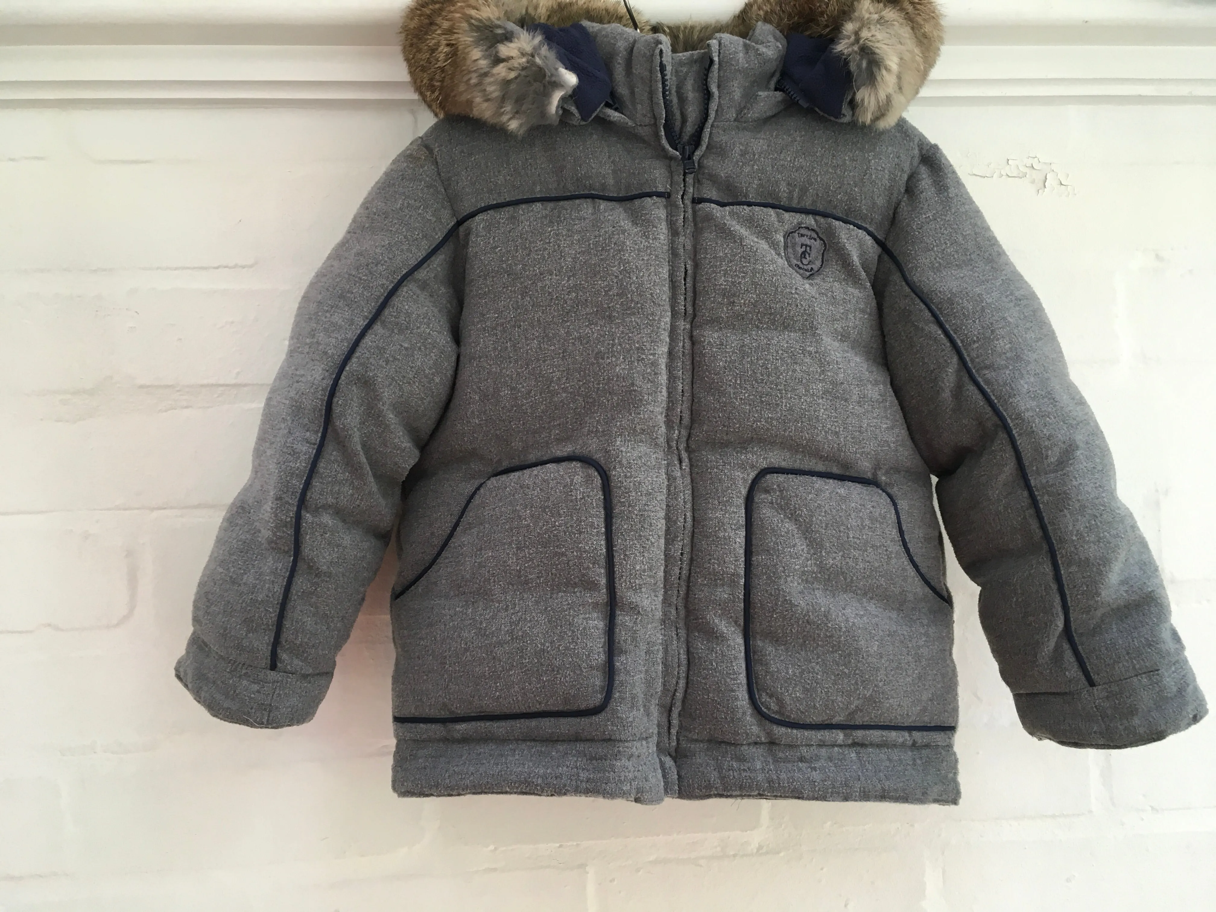 Tartine et Chocolat Rabbit Fur Trim Padded Coat Jacket Children