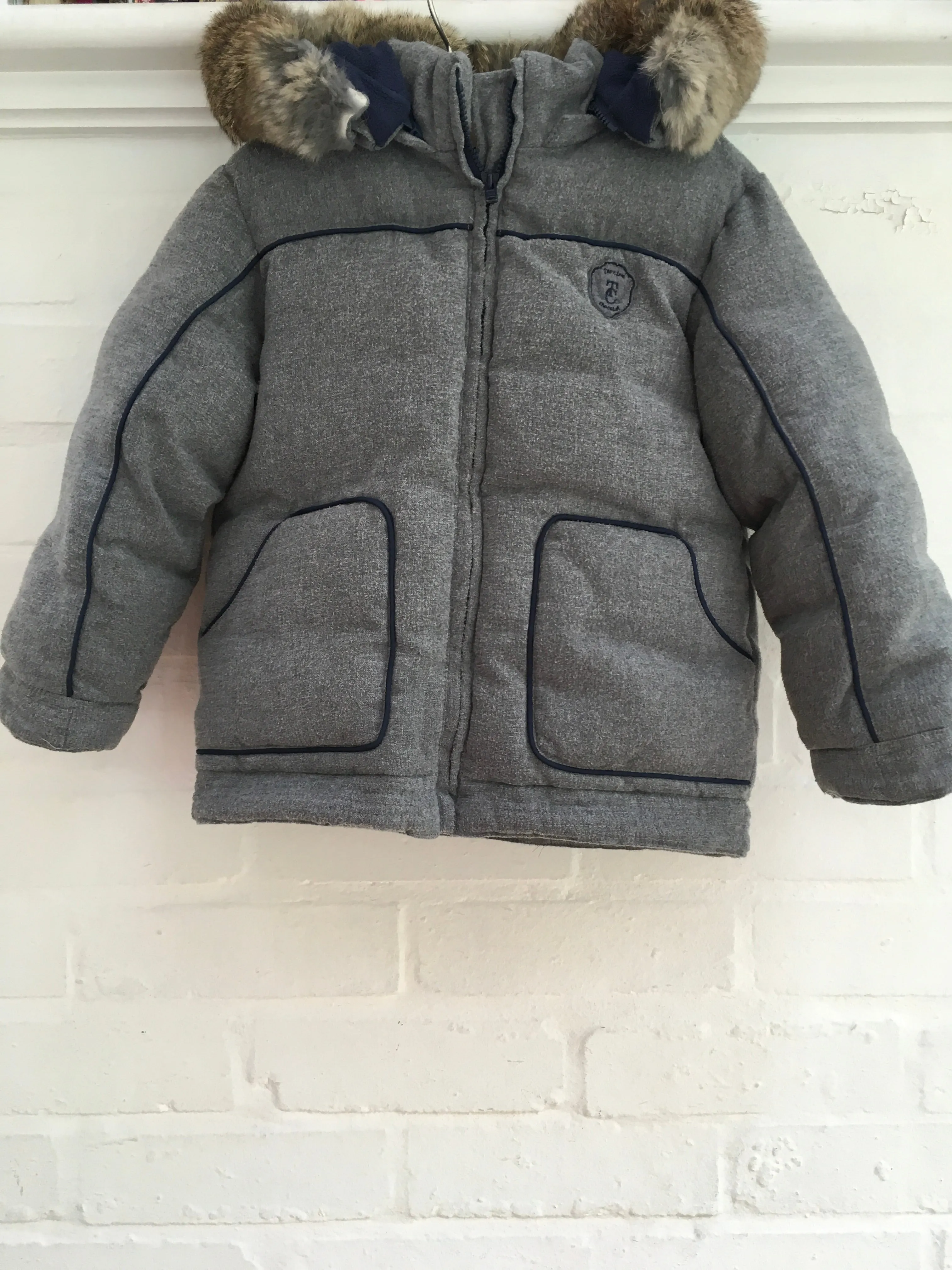 Tartine et Chocolat Rabbit Fur Trim Padded Coat Jacket Children