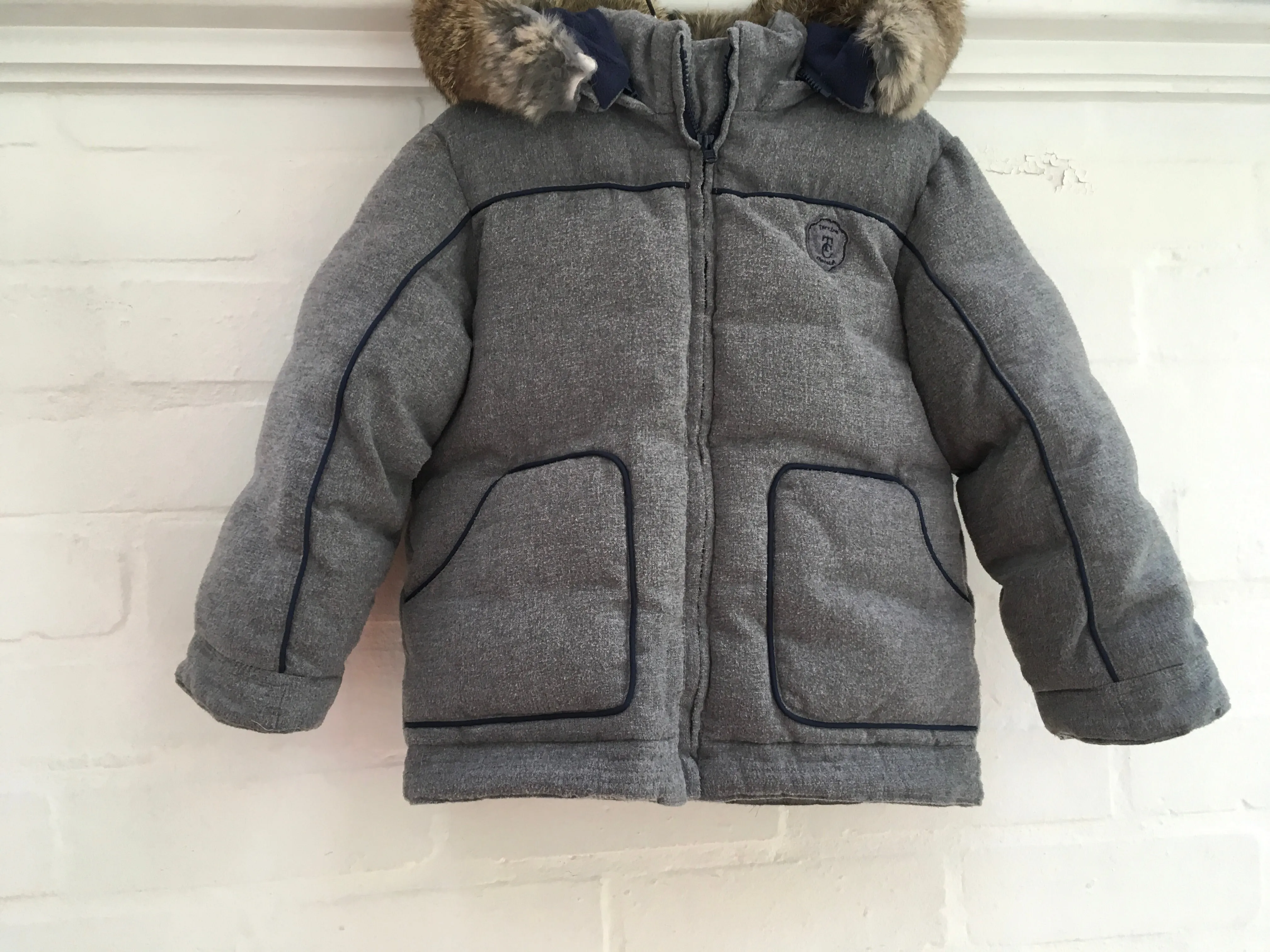 Tartine et Chocolat Rabbit Fur Trim Padded Coat Jacket Children