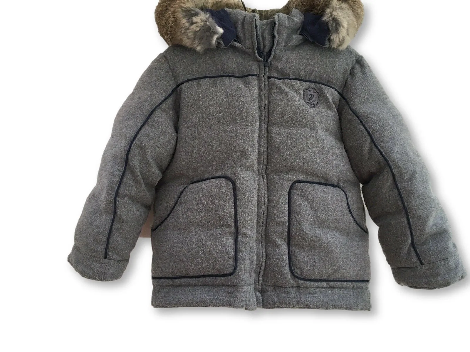 Tartine et Chocolat Rabbit Fur Trim Padded Coat Jacket Children