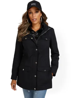Trapunto Quilted Anorak Jacket