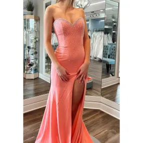 Trumpet/Mermaid Couture Sweetheart Sleeveless Side Slit Party Prom Dress