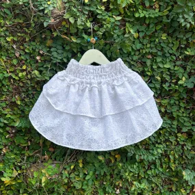 Two Layered White Embroidered Skirt