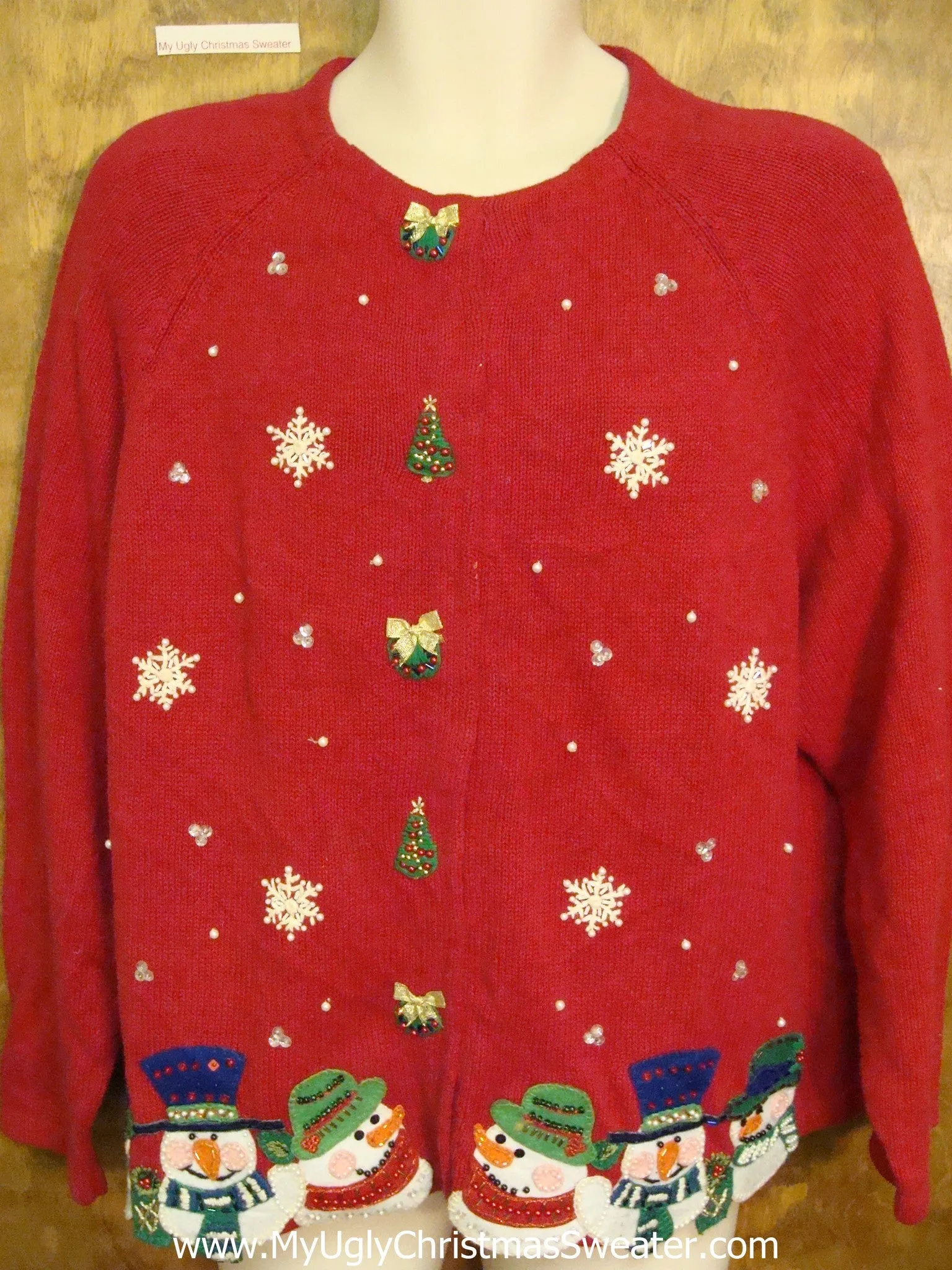 Ugly Christmas Sweater Cardigan with 80s Padded Shoulders