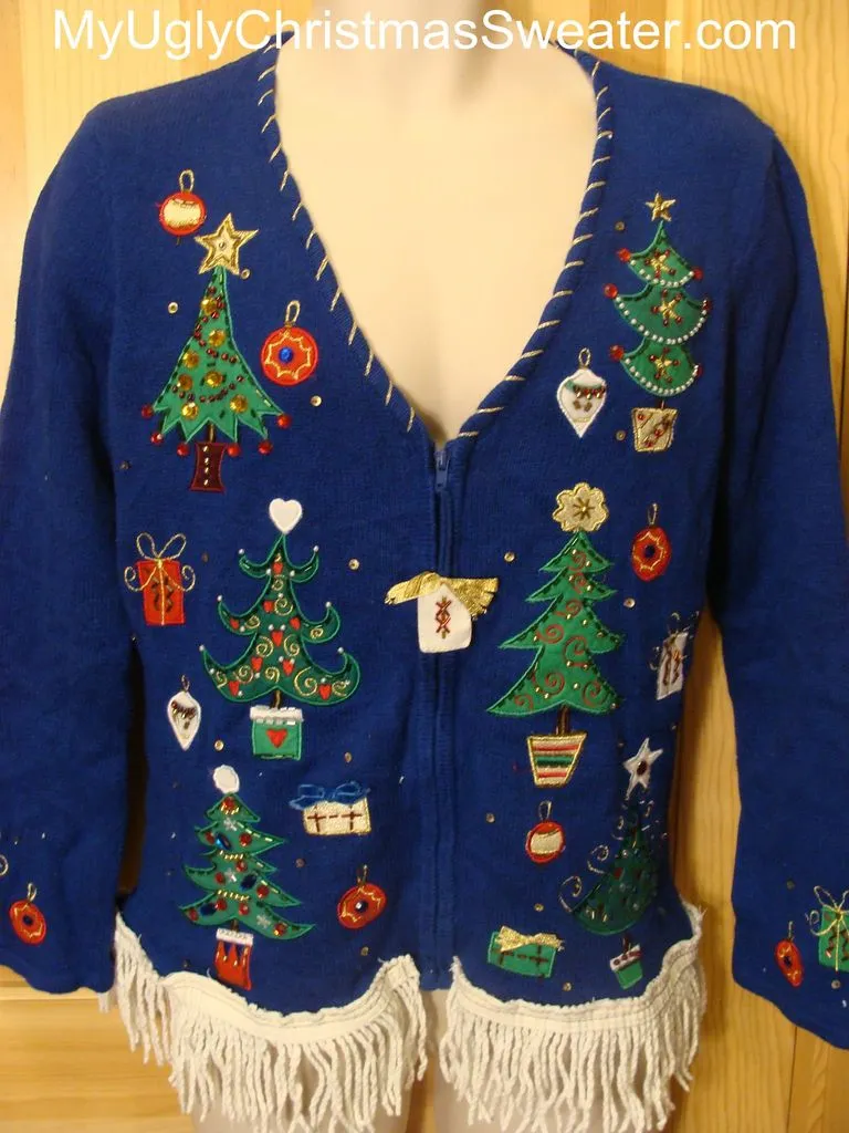 Ugly Christmas Sweater with Bling and Trees