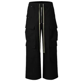 Ultra Wide Black Canvas Cargo Pants