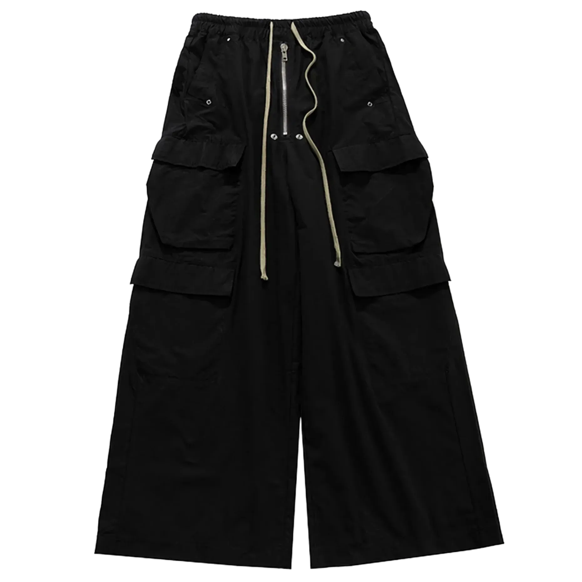 Ultra Wide Black Canvas Cargo Pants