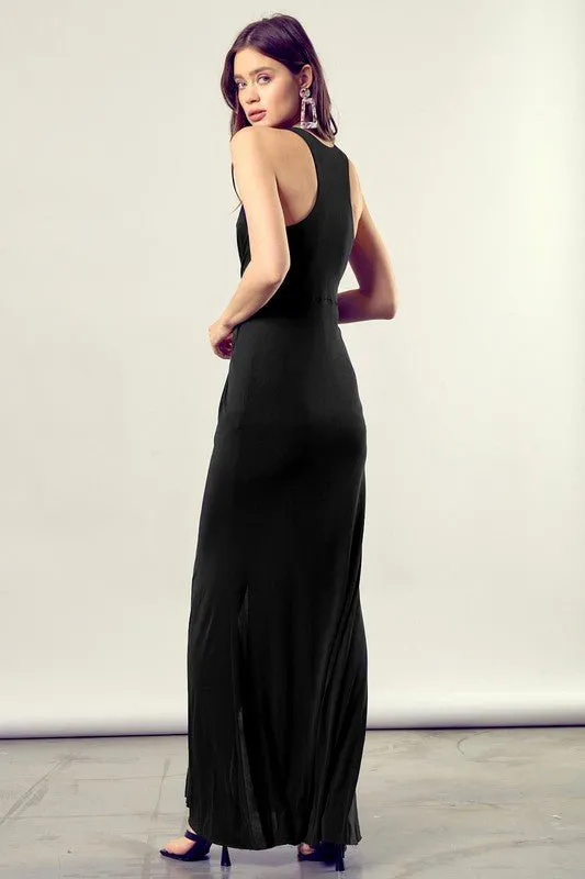 V Neck Sleeveless Maxi Dress