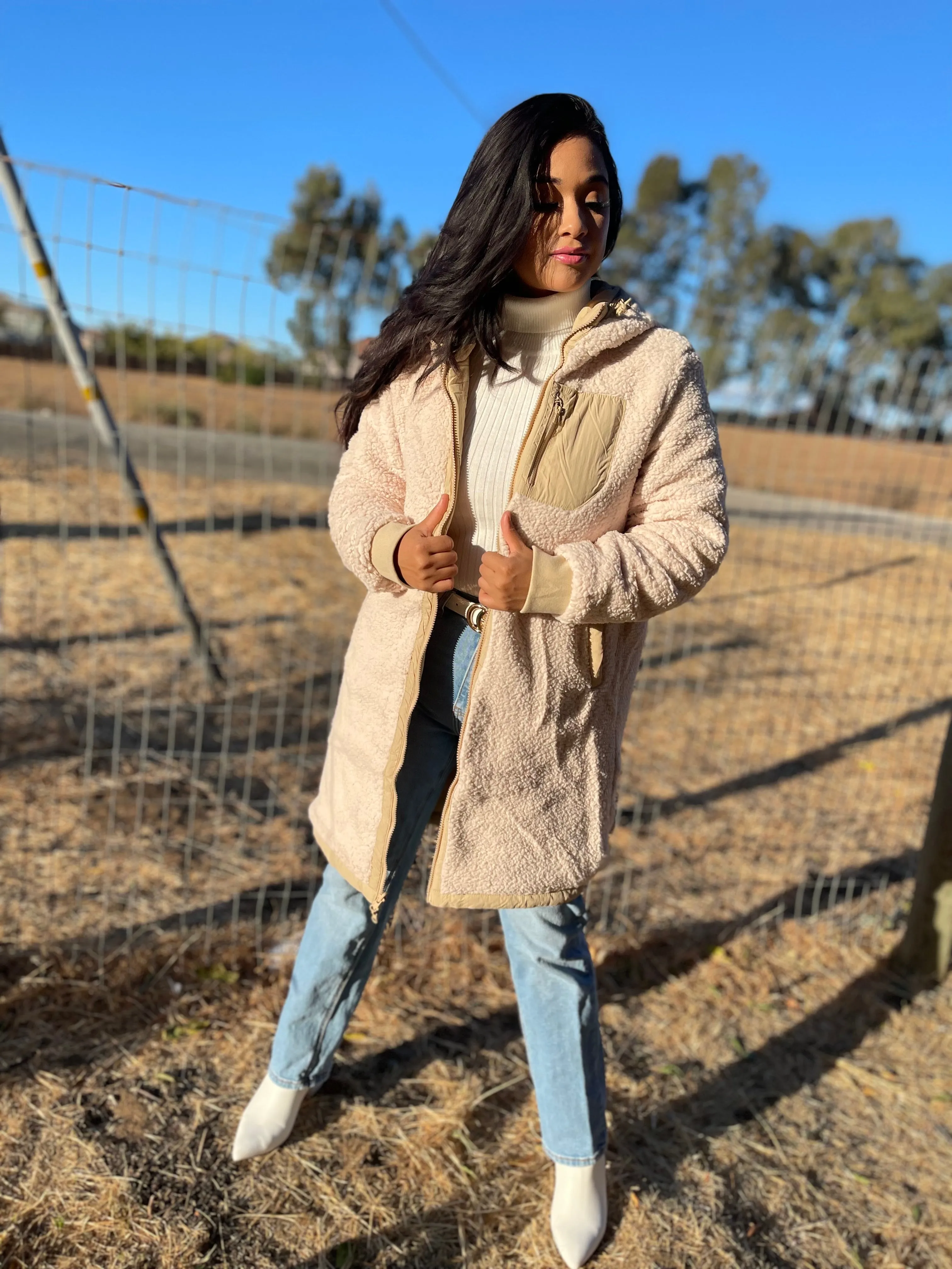 Vegan Faux Shearling Reversible Coat