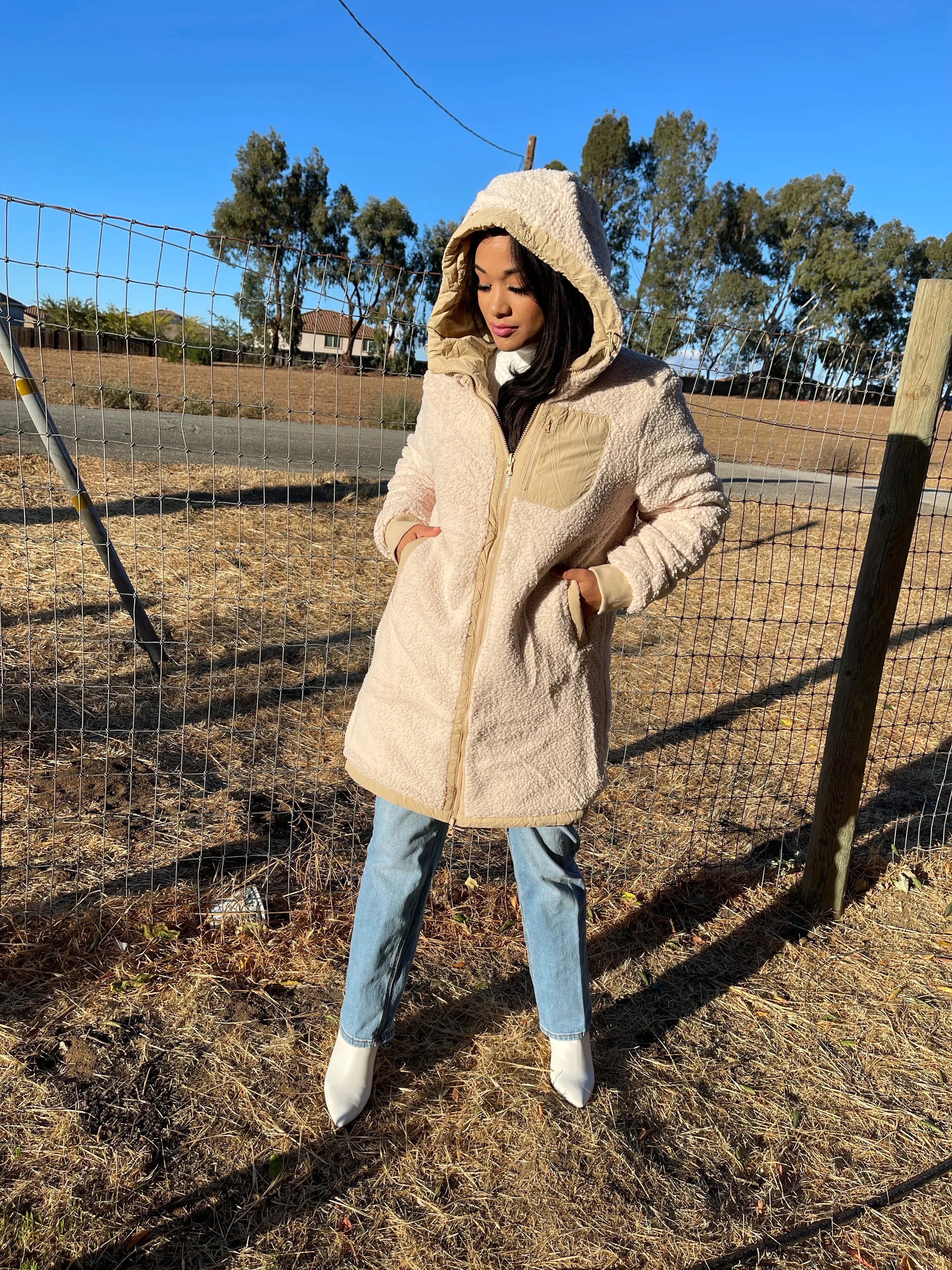 Vegan Faux Shearling Reversible Coat