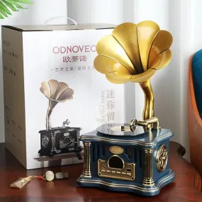 Vintage Wooden Gramophone Phonograph Wireless Bluetooth Speaker FM Radio Simulation Turntable Home Decoration