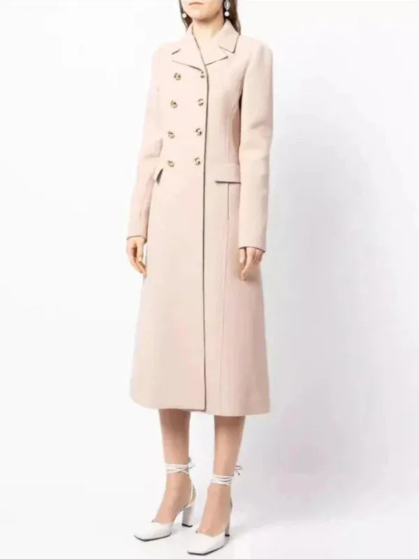 Wenkouban-Winter outfits Christmas Notched Collar Gold Buttons Empire Waist Mid-Length Military Coat