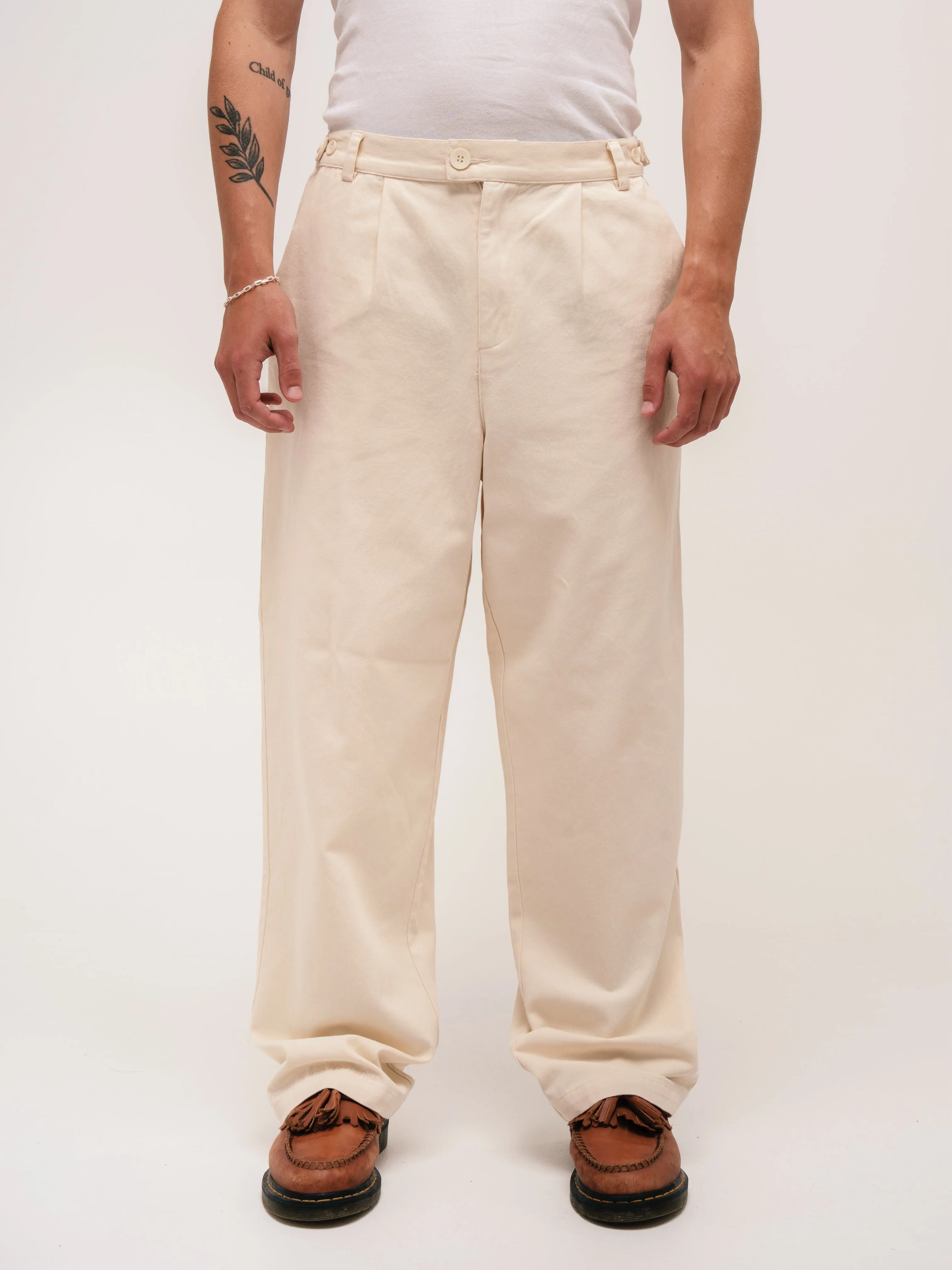 WIDE LEG TROUSERS CREME