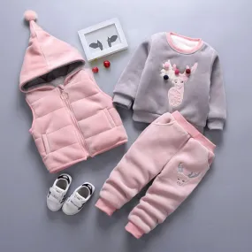 Winter Velvet 3 Piece Set for Infant Girl/ Boy
