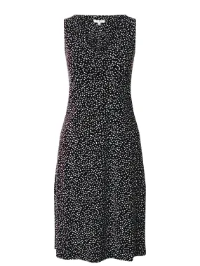 Women's Polka Dots V-Neck Dress,Black