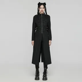 Women's Punk Stand Collar Chain Pin Coat