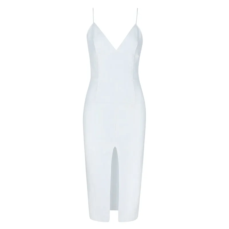 Women's Summer Sheath Deep V-Neck Midi Dress