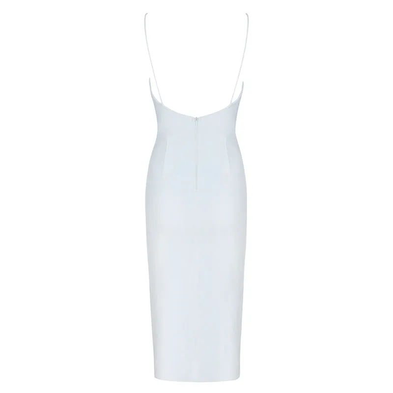 Women's Summer Sheath Deep V-Neck Midi Dress