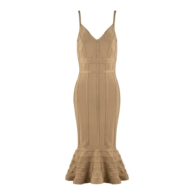 Women's Summer Sheath Deep V-Neck Midi Dress