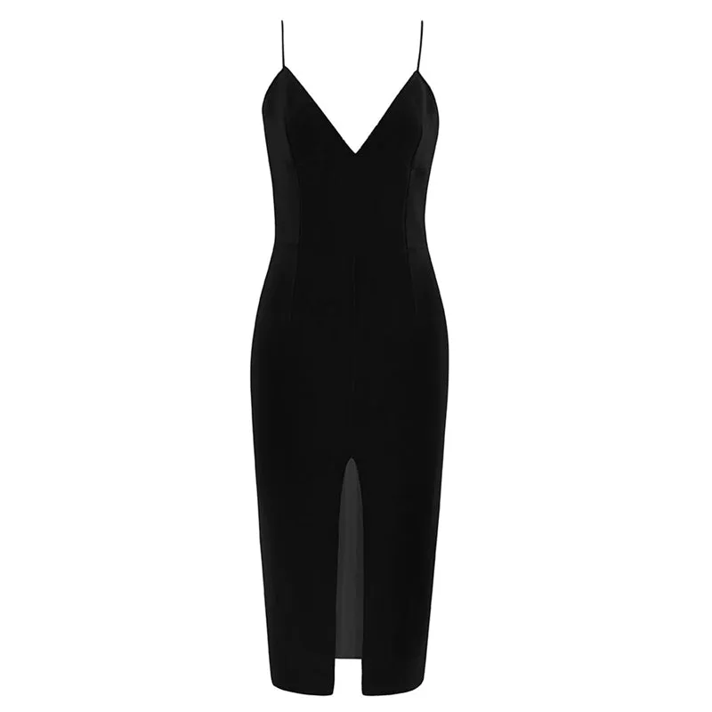 Women's Summer Sheath Deep V-Neck Midi Dress