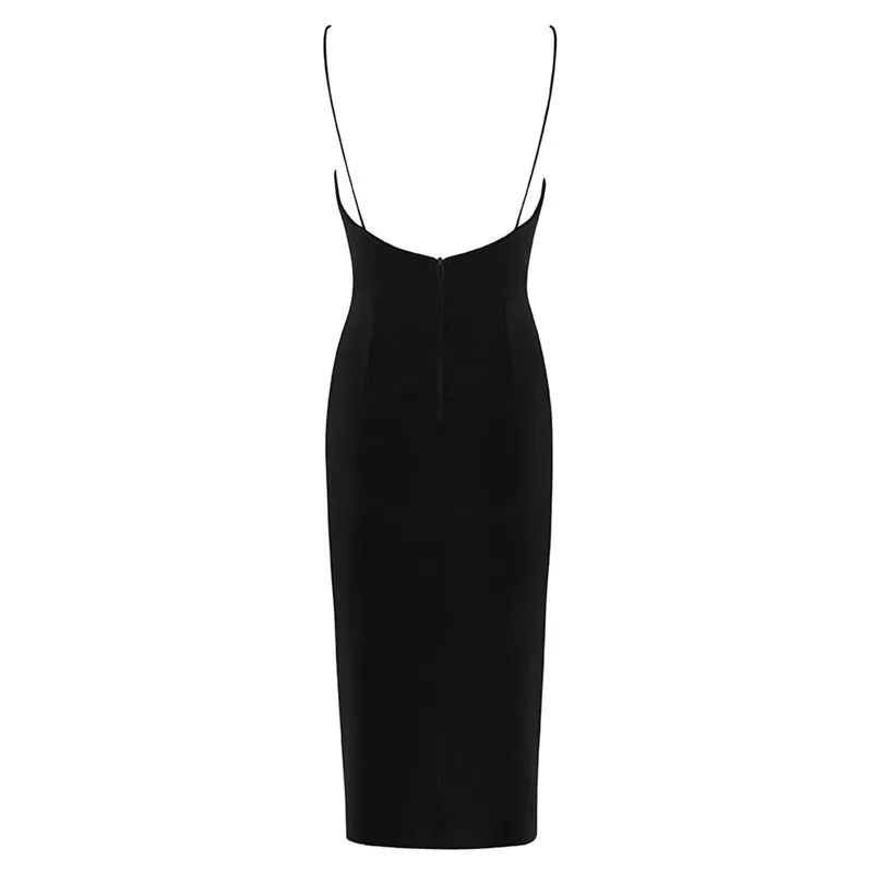 Women's Summer Sheath Deep V-Neck Midi Dress