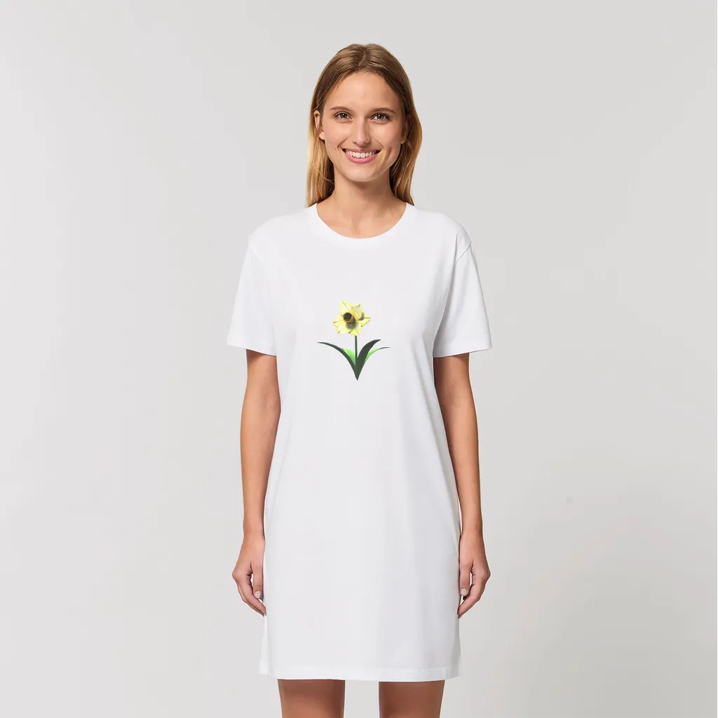 Yellow Flower Organic T-Shirt Dress