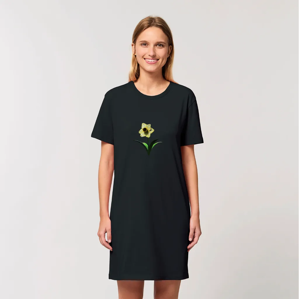 Yellow Flower Organic T-Shirt Dress